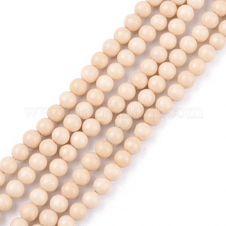Perles en fossile naturelle G-E110-4mm-2-1