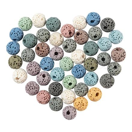 30pcs perles de pierre de lave naturelle non cirées G-FS0001-32-1