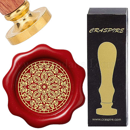 Латунные восковые печати с деревянной ручкой AJEW-WH0412-0210-1