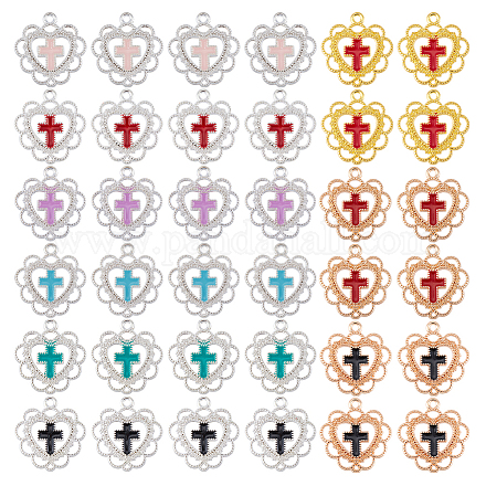 36шт 9 цвета сплава эмалевые подвески HEAR-PH0001-01-1