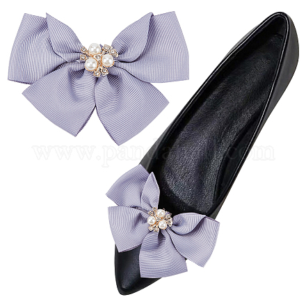 Décorations de chaussures en polyester bowknot FIND-WH0002-18B-1