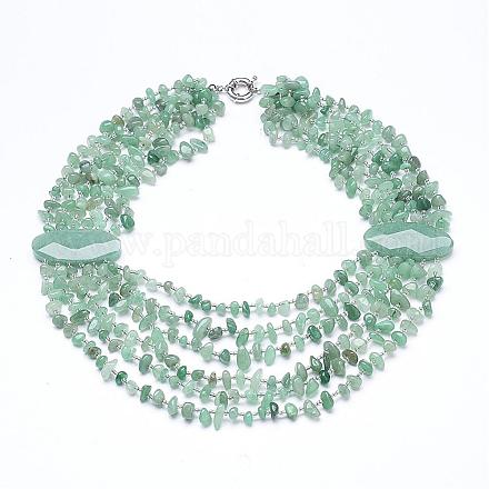 Natürliche grüne Aventurin mehradrige Halskette NJEW-G910-05-1