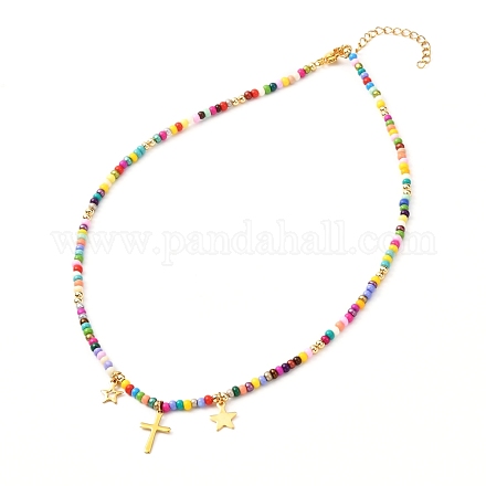 Semences de verre colliers de perles NJEW-JN03723-1