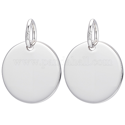 Плоская круглая заготовка 925 подвески из стерлингового серебра STER-BC0003-41A-P-1