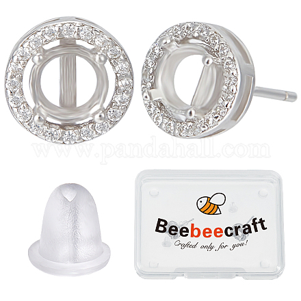 Beebeecraft 1 Pair Rhodium Plated 925 Sterling Silver Studs Earrings Finding STER-BBC0005-68-1