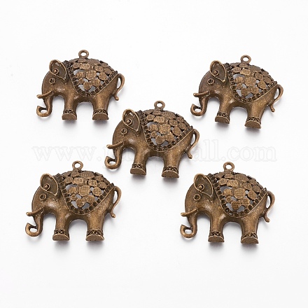 Stile tibetano impostazioni il pendente della lega dell'elefante strass X-TIBEP-Q052-14AB-FF-1