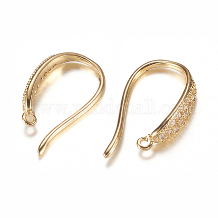 Brass Micro Pave Cubic Zirconia Earring Hooks ZIRC-A008-09G-1