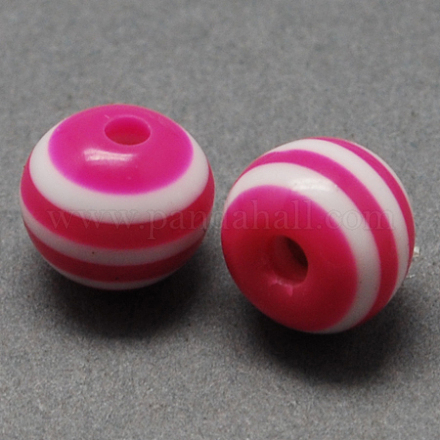Perles rondes rayées en résine X-RESI-R158-20mm-08-1