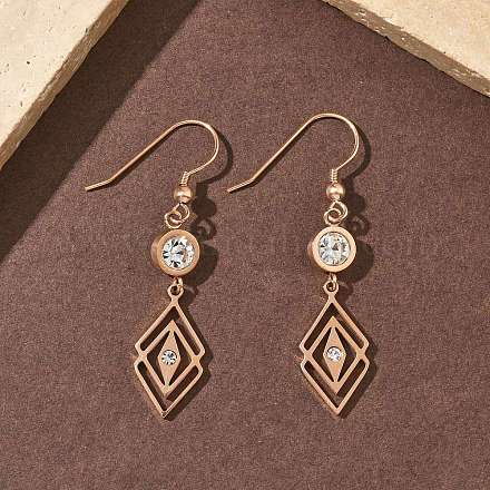 Серьги-подвески в форме ромба из нержавеющей стали 304 EJEW-Z129-12G-03-1