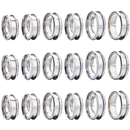 Sunnyclue 18 pz 6 impostazioni per anelli scanalati in acciaio inossidabile misura 304 RJEW-SC0001-05P-1