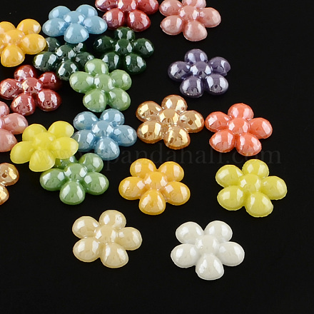 Pearlized Plated Opaque Glass Cabochons PORC-R041-14x14-M-1