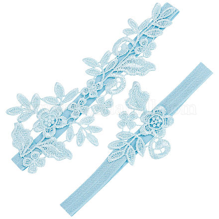 Jarretelles de mariée élastiques en dentelle de polyester DIY-WH0308-149B-1