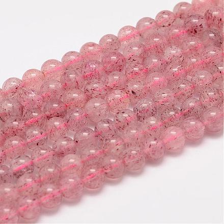 Chapelets de perles aux fraises en quartz naturel G-F306-02AB-8mm-1