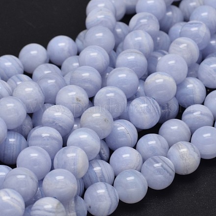 Round Natural Blue Lace Agate Bead Strands G-F289-27-10mm-1