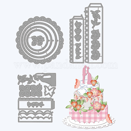 GLOBLELAND 3Pcs Wedding 3D Birthday Cake Cutting Dies Metal Valentine's Day Cake Die Cuts Embossing Stencils Template for Paper Card Making Decoration DIY Scrapbooking Album Craft Decor DIY-WH0309-656-1