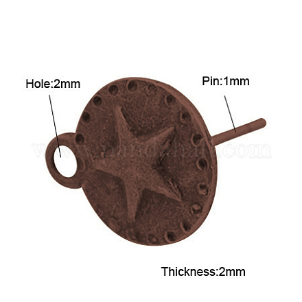 Reperti di orecchini a bottone stile tibetano TIBE-A22174-R-FF-1
