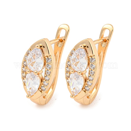 Латунные серьги-кольца из прозрачного кубического циркония EJEW-A107-09E-KCG-1
