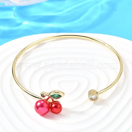 Браслеты-манжеты из латуни с микропаве из прозрачных кубических цирконий для женщин BJEW-C107-01G-1