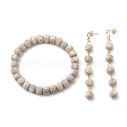 Set di gioielli con perline xingyue bodhi non tinti e naturali con luna e stella SJEW-JS01128-1