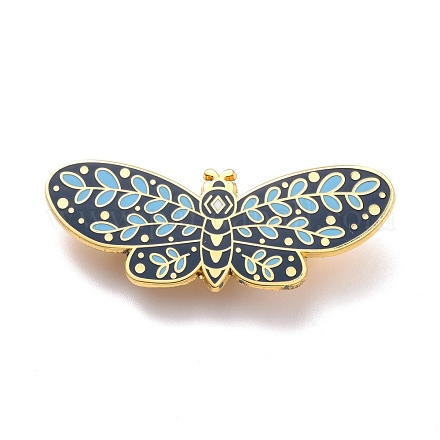 Pin de esmalte de mariposa con hoja JEWB-I016-09G-1