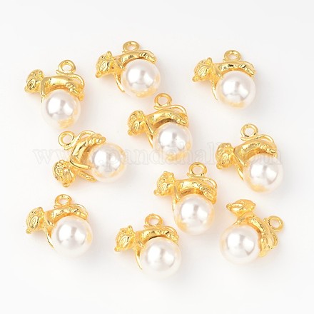 Aleación de acrílico imitar colgantes de perlas PALLOY-O075-03-1