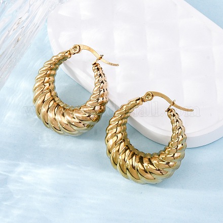 Серьги-кольца из нержавеющей стали 304 с ионным покрытием (IP) X-EJEW-O096-40G-1