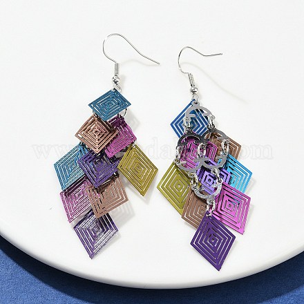 Серьги-подвески в форме ромба из нержавеющей стали 430 EJEW-A137-01P-03-1