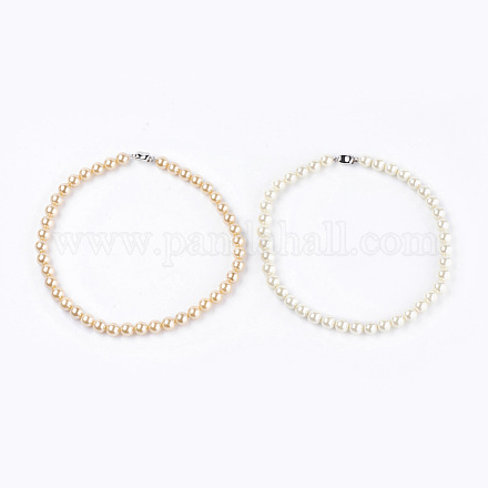 Collares de abalorios de concha de perla NJEW-I224-A-1