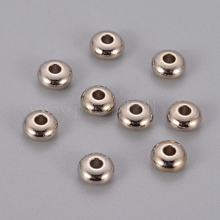 Perline distanziali in rondelle di ottone platino X-KK-E356-6mm-P-1