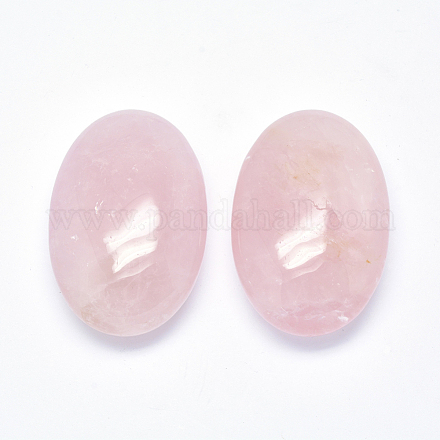 Piedra de palma ovalada de cuarzo rosa natural DJEW-F005-08K-1