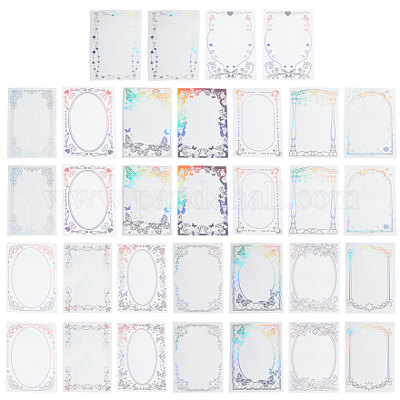 Olycraft 4 bolsas 4 estilos pet marco floral transparente adhesivo pegatinas decorativas DIY-OC0010-25-1