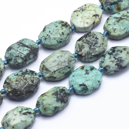 Brins de perles turquoises africaines naturelles (jaspe) G-K223-39B-1