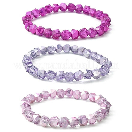 Bracelets extensibles en perles de verre rondes coupées en étoile pour femmes BJEW-JB09482-1