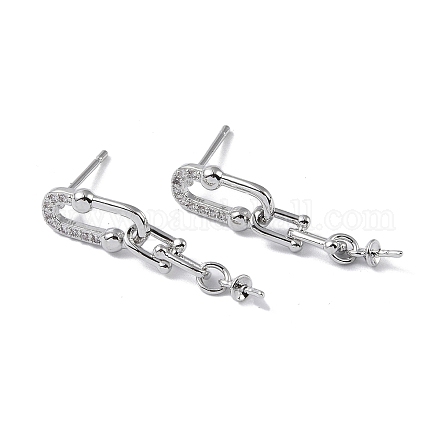 Фурнитура для серег из латуни с кубическим цирконием KK-B087-07P-1