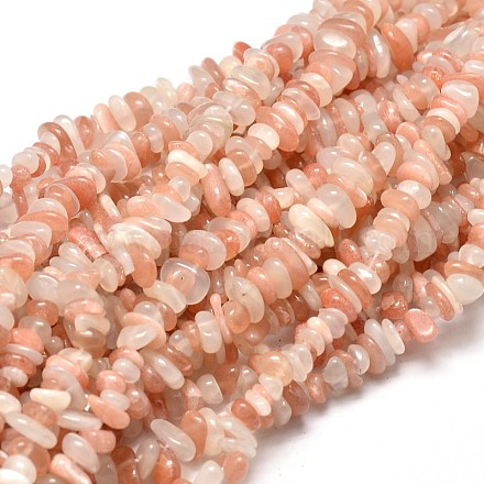 Natural Sunstone Chip Beads Strands G-E271-88-1
