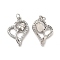 Brass Micro Pave Clear Cubic Zirconia Pendants, with Jump Ring, Heart with Tulip Flower Charm, Platinum, 22x16x4mm, Hole: 3.5mm