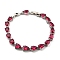 Rack Plating Brass Pave Cubic Zirconia Teardrop Links Bracelets for Women, Platinum, Crimson, 8 inch(20.3cm)