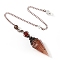 Natural Carnelian & Resin Hexagonal Pointed Dowsing Pendulums, Cone, Red Copper, 250mm