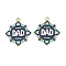 Father's Day Alloy Enamel Pendants, Golden, Flat Round, 28x25x1mm, Hole: 1.8mm