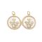 Brass Pendants Pave Shell, with Clear Cubic Zirconia, Cadmium Free & Nickel Free & Lead Free, Butterfly, Real 18K Gold Plated, 17.5x16x4mm, Hole: 3mm