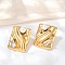304 Stainless Steel Cubic Zirconia Stud Earrings, with Plastic Imitation Pearl, Real 18K Gold Plated, Rectangle, 32.5x26mm