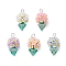 Glass Seed Beaded Flowerpot Pendants, with Resin & Brass Finding, Mixed Color, 23x13mm, Hole: 2mm