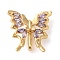 3 Hole Brass Micro Pave Cubic Zirconia Multi-strand Links, Butterfly, Real 18K Gold Plated, Lilac, 16x16x6mm, Hole: 1.6mm
