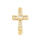 Brass Micro Pave Cubic Zirconia Connector Charms, Cross Charms, Real 16K Gold Plated, 20.5x11.5x2.5mm, Hole: 1.3mm