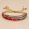 Bohemian Cylinder Glass Seed Beaded Multi-strand Braided Bead Bracelets, Adjustable Fibre Cord Braided Bracelets for Women, Green, 7.87 inch(20cm)