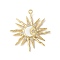 Brass Micro Pave Cubic Zirconia Pendant, Sun, with Enamel, Lead Free & Cadmium Free, Long-Lasting Plated, Real 18K Gold Plated, 32x29.5x2mm, Hole: 1.6mm