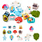 14Pcs 14 Style Food Grade Eco-Friendly Silicone Beads, Mixed Shapes, Mixed Color, 30x31x8mm, Hole: 3mm, 1pc/style