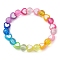 Heart & Faceted Round Acrylic Beaded Stretch Bracelets, Rainbow Color Kid Bracelets for Girls, Colorful, Inner Diameter: 1-7/8 inch(4.8cm), Bead: 8mm and 8x7mm