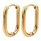 Ion Plating(IP) 304 Stainless Steel Oval Hoop Earrings, Real 18K Gold Plated, 17x11.5x2mm