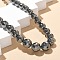 Faceted Round Synthetic Non-Magnetic Hematite Graduated Beaded Necklaces, with Alloy Magnetic Clasps, Gray, 20.28 inch(51.5cm)
